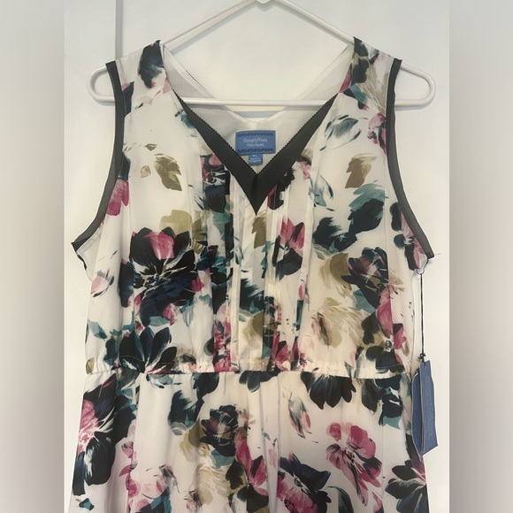 NWT Simply Vera Vera Wang Floral Sleeveless Asymetrical Hem Fit&Flare PL - Picture 13 of 14